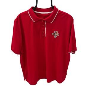 Vintage NHL Florida Panthers Red Leaping Panther Logo Polo Shirt ~ Men's 2XL